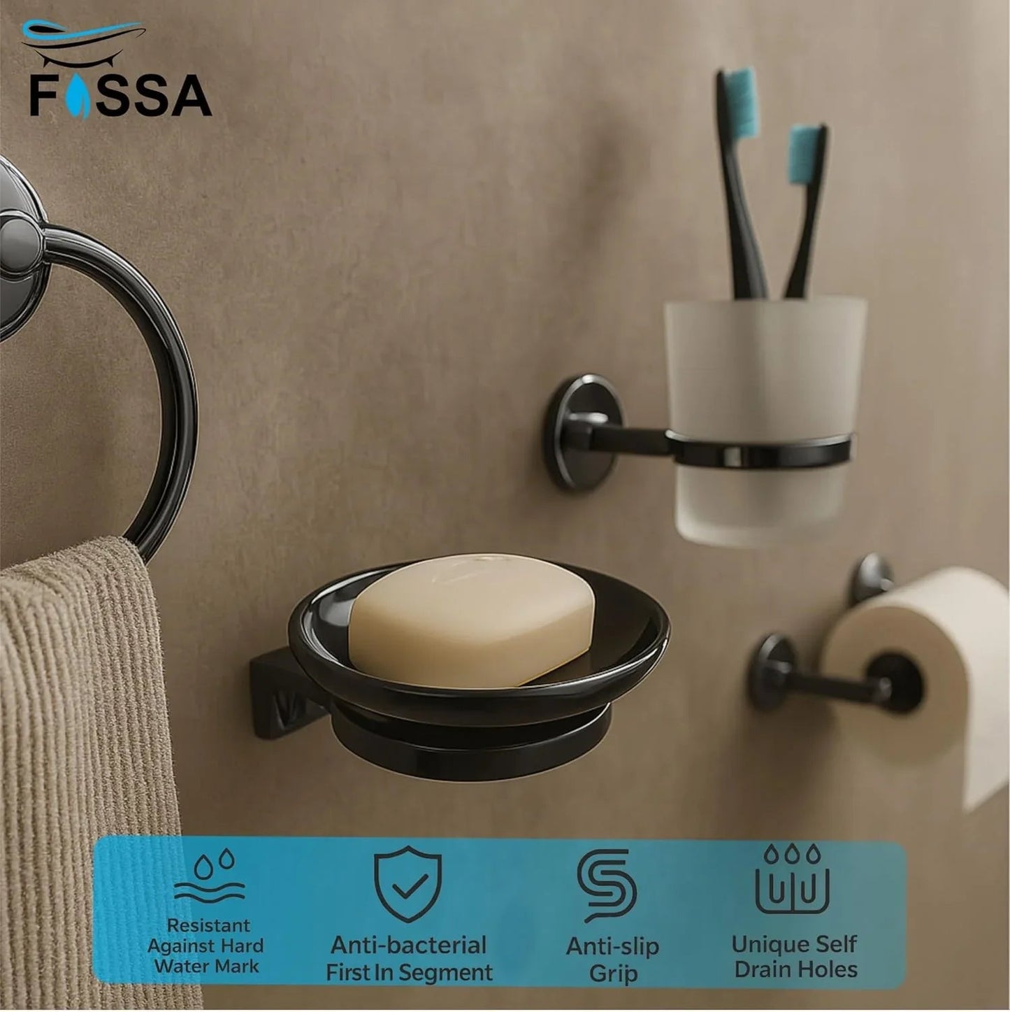 Black Soap Dish Unbreakable ABS Round Ceramic Finish (RB-121)