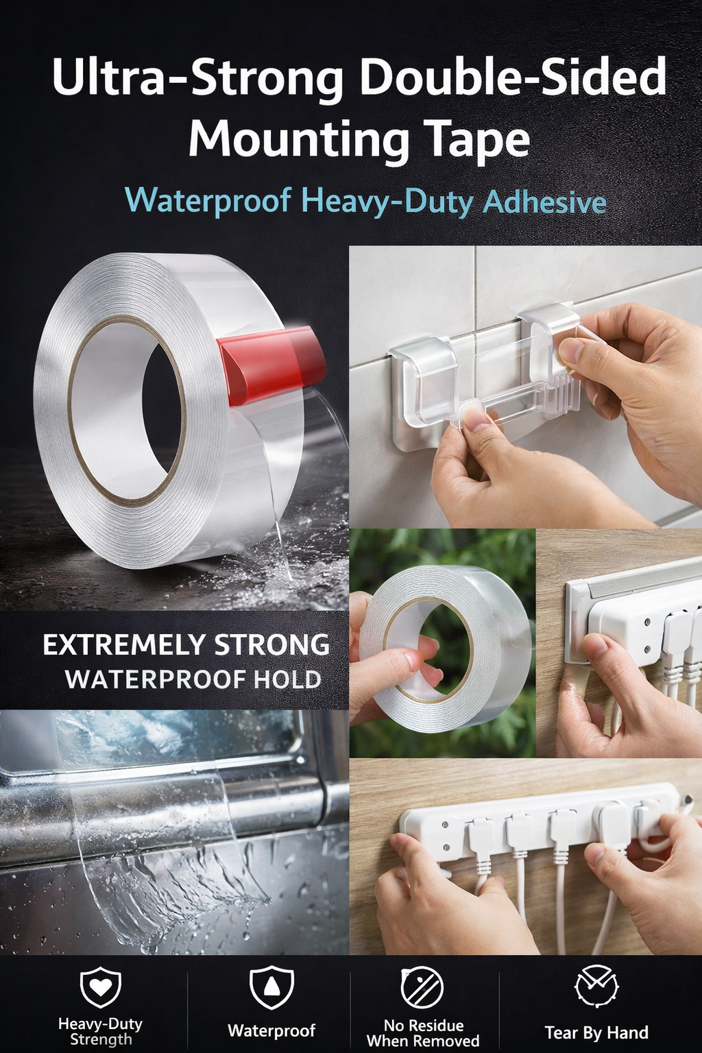 Ultra-strong Double Sided Adhesive Monster Tape Home Appliance Waterproof Wall Stickers Home Improvement Resistant Tapes