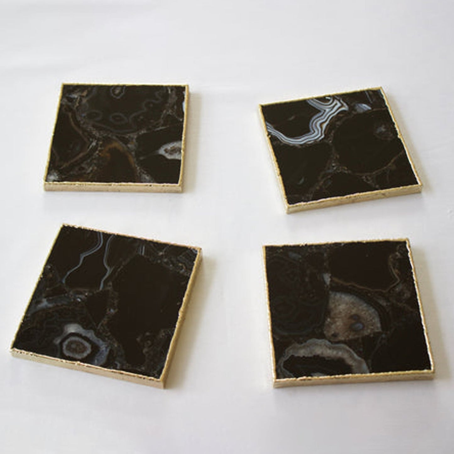 Black Agate - Set of 4 Large Square Coasters | Personalised Momentos