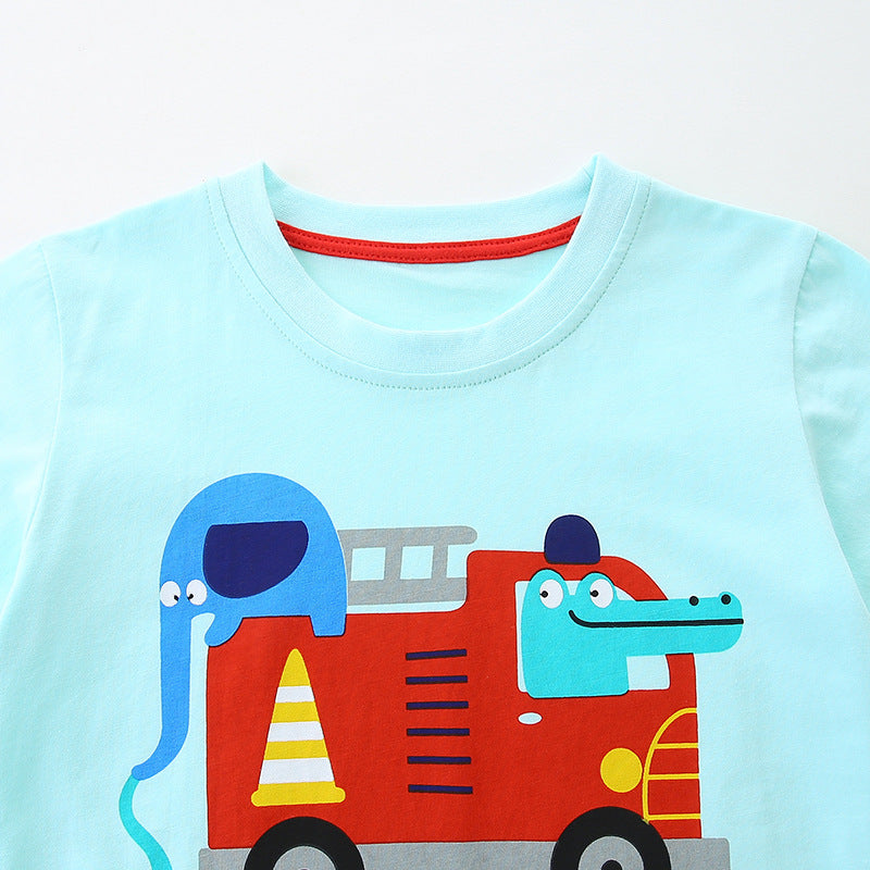 Summer Boys’ Animals Cartoon Pattern T-shirt in European and American Style