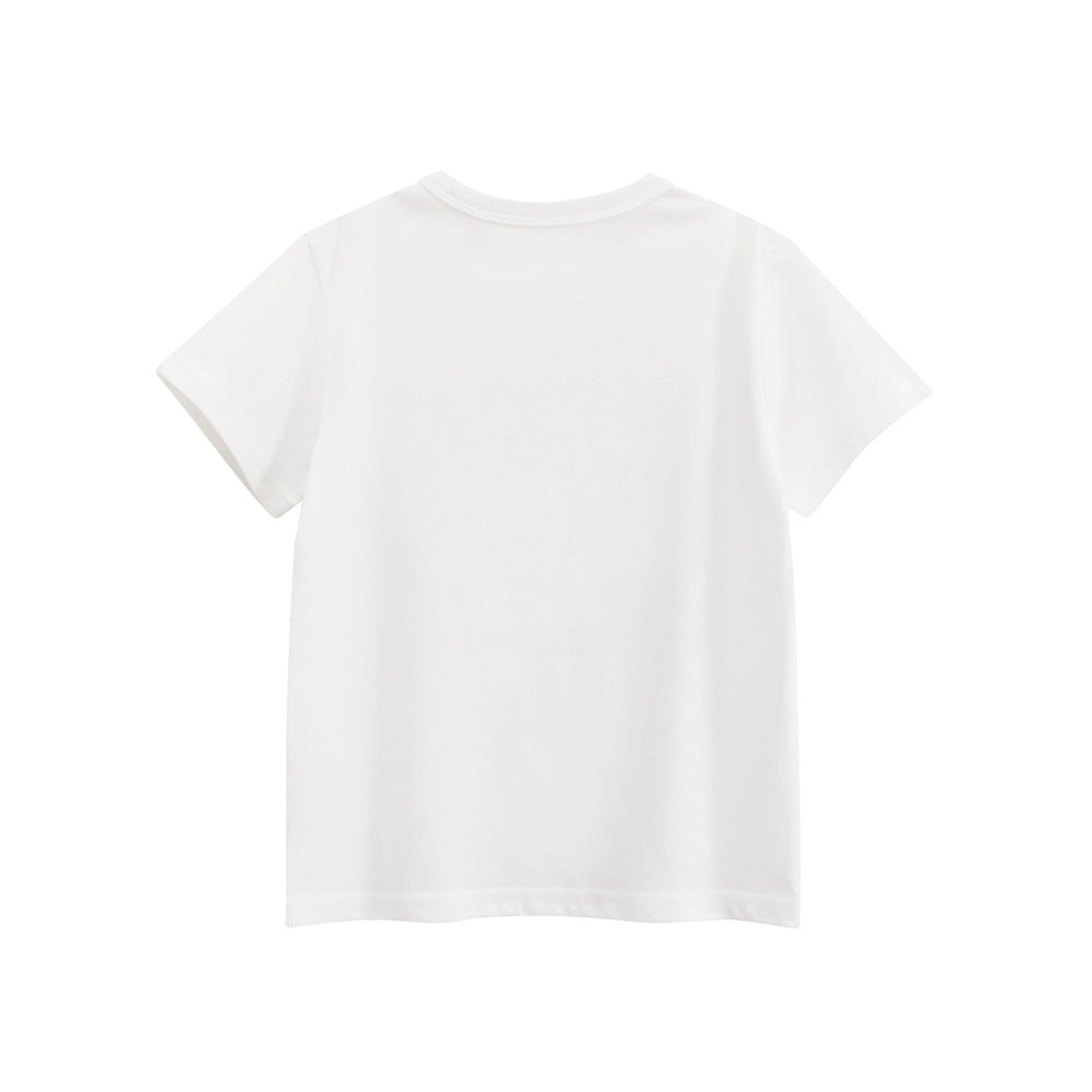 Summer Boys’ Animals Cartoon and Letters Pattern T-shirt in European and American Style